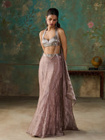 Load image into Gallery viewer, Rose Taupe Tissue Saree Set
