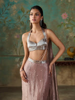 Load image into Gallery viewer, Rose Taupe Tissue Saree Set
