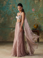 Load image into Gallery viewer, Rose Taupe Tissue Saree Set
