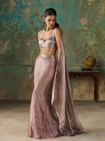 Load image into Gallery viewer, Rose Taupe Tissue Saree Set
