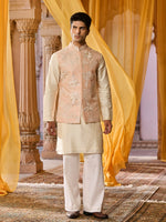 Load image into Gallery viewer, Liora Peach Nehru Jacket Set
