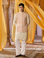 Load image into Gallery viewer, Liora Peach Nehru Jacket Set
