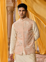 Load image into Gallery viewer, Liora Peach Nehru Jacket Set
