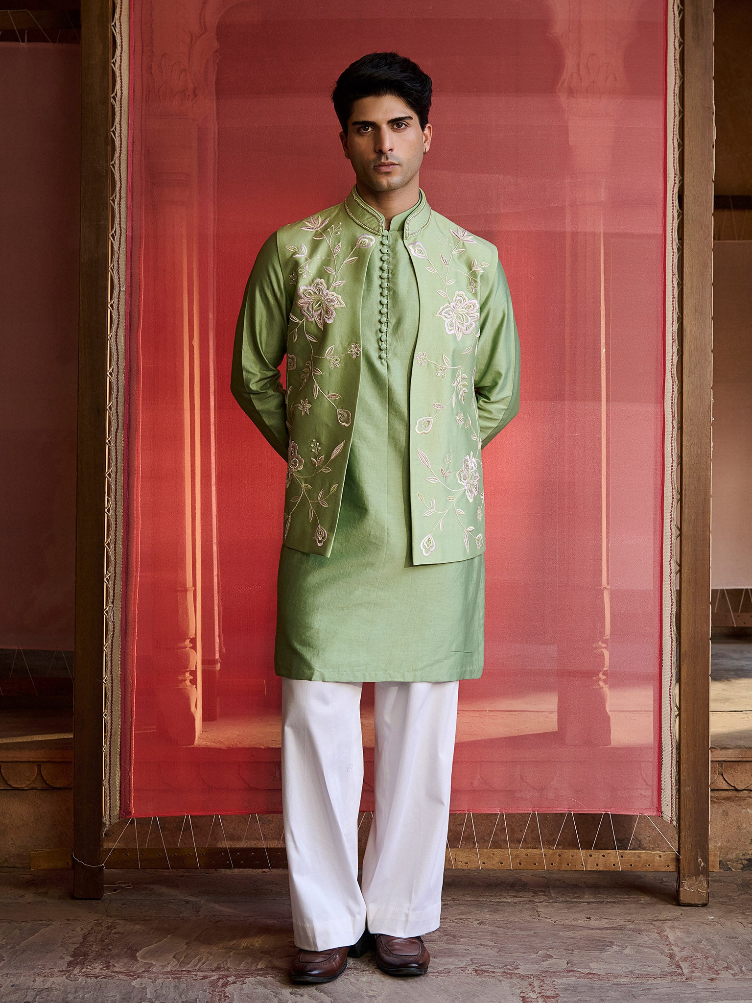 Alvinea Floral Green Jacket Set