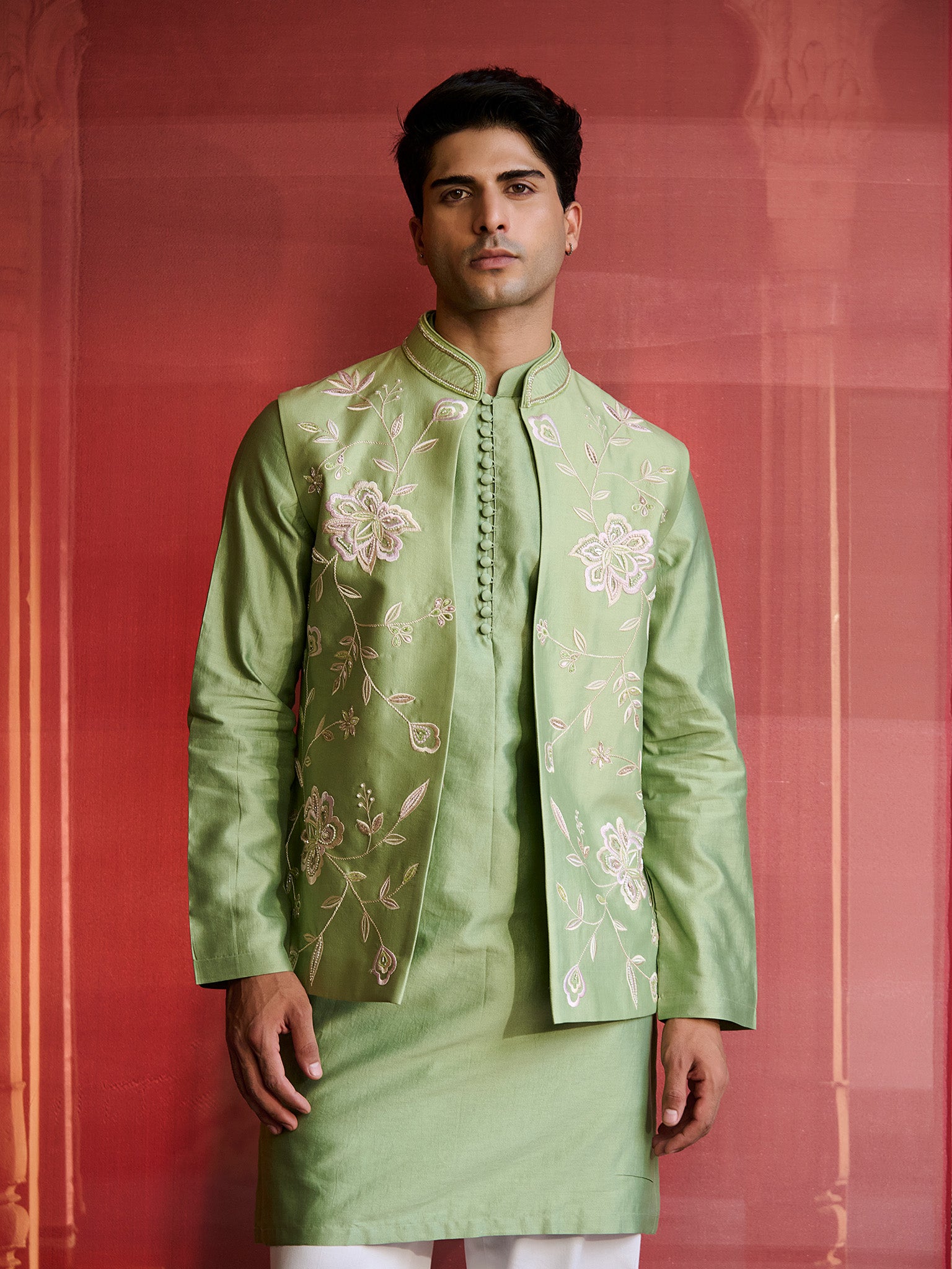 Alvinea Floral Green Jacket Set