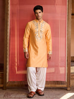 Load image into Gallery viewer, Lumen Orange Mirror Kurta Set
