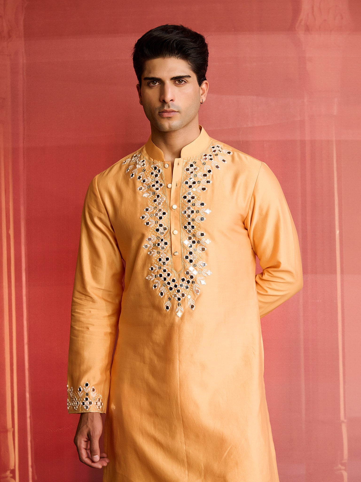 Lumen Orange Mirror Kurta Set
