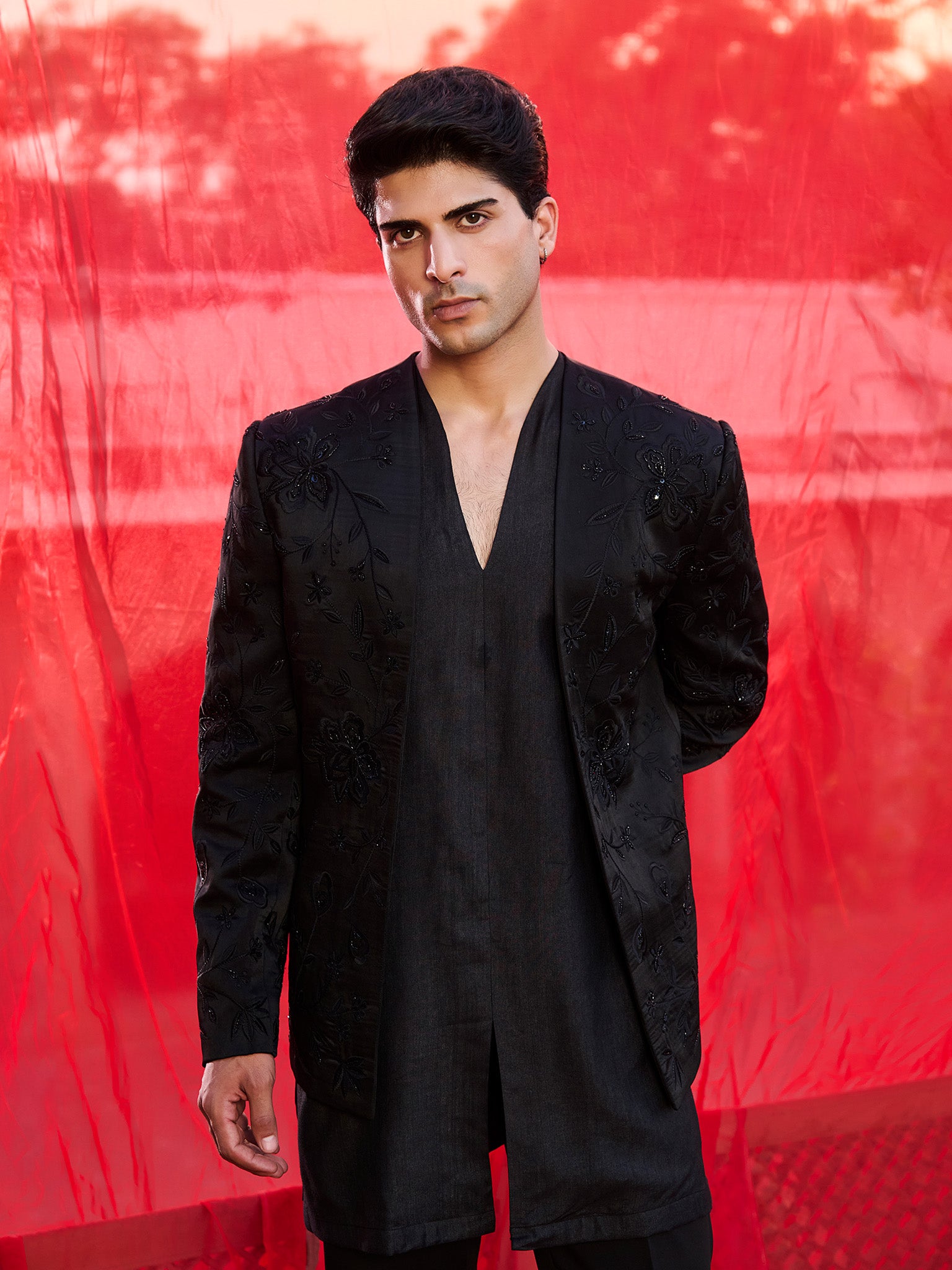 Onyric Black Floral Jacket Set