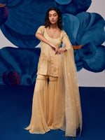 Load image into Gallery viewer, Floral Golden Sharara Set
