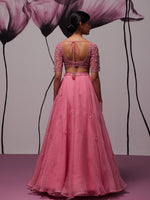 Load image into Gallery viewer, Grandiose Pink Silk Organza Lehenga Set
