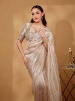 Load image into Gallery viewer, Kliantha White-Gold Saree Set
