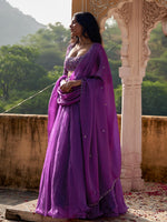Load image into Gallery viewer, Salvia Purple Silk Organza Lehenga Set
