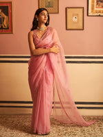 Load image into Gallery viewer, Gulab Pink Organza Saree Set
