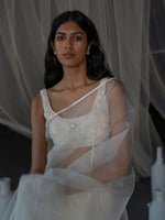 Load image into Gallery viewer, Chand Off-White Organza Saree Set
