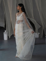 Load image into Gallery viewer, Chand Off-White Organza Saree Set
